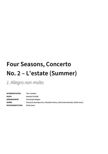 Four Seasons, Concerto No. 2 – L'estate (Summer) - Title Page