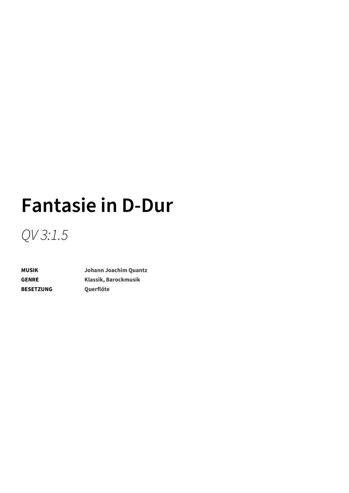 Fantasie in D-Dur - Title Page