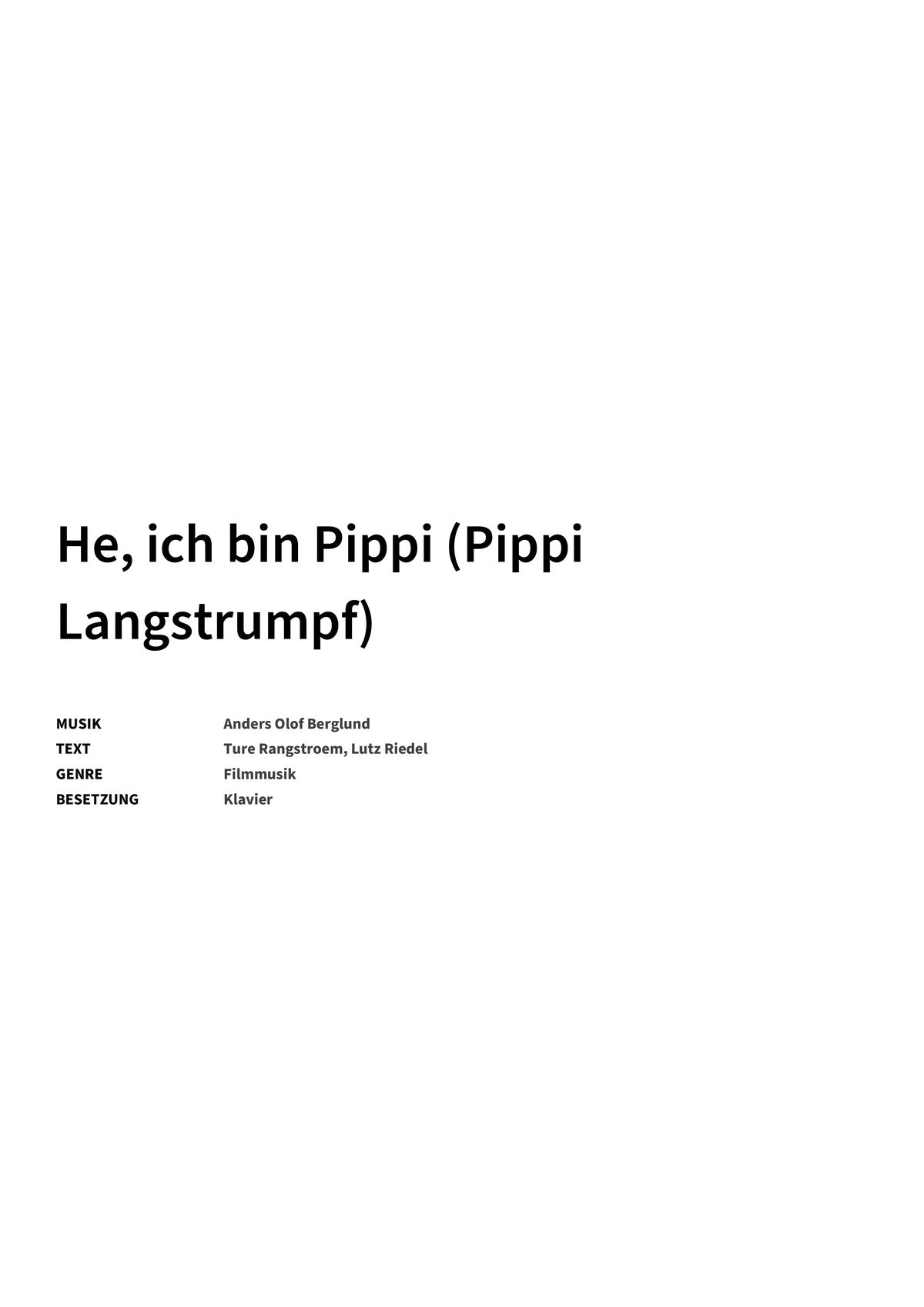 He, ich bin Pippi (Pippi Langstrumpf) - Title Page