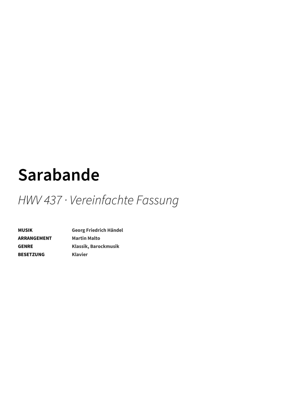 Sarabande - Title Page
