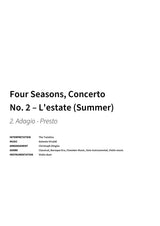 Four Seasons, Concerto No. 2 – L'estate (Summer) - Title Page