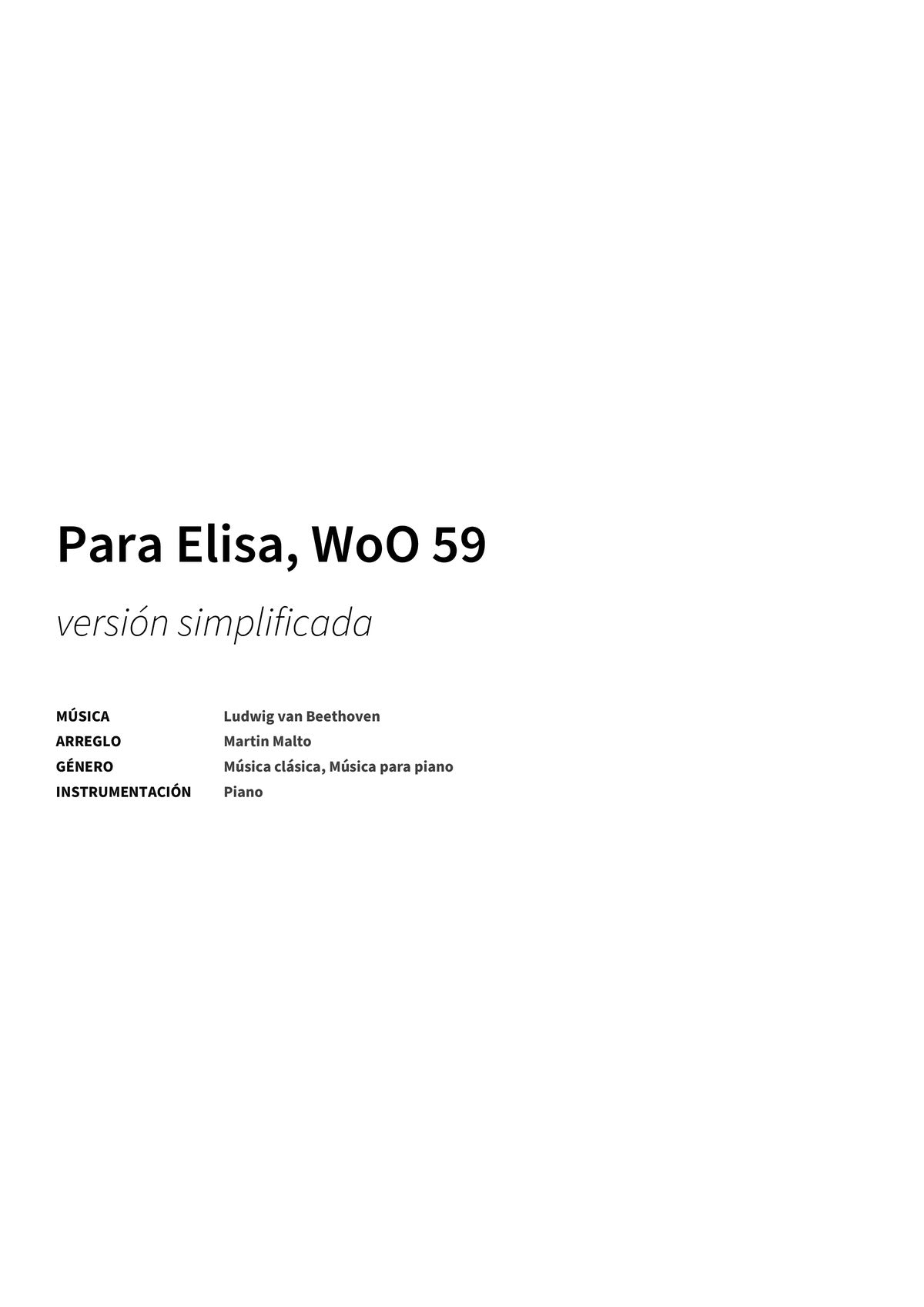 Para Elisa, WoO 59 - Title Page