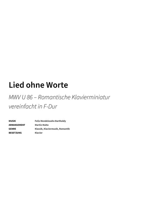 Lied ohne Worte - Title Page