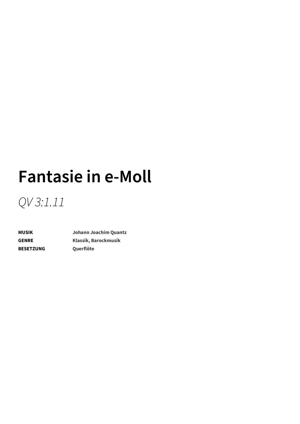 Fantasie in e-Moll - Title Page