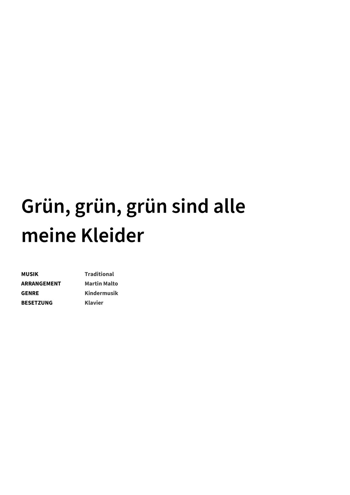 Grün, grün, grün sind alle meine Kleider - Title Page