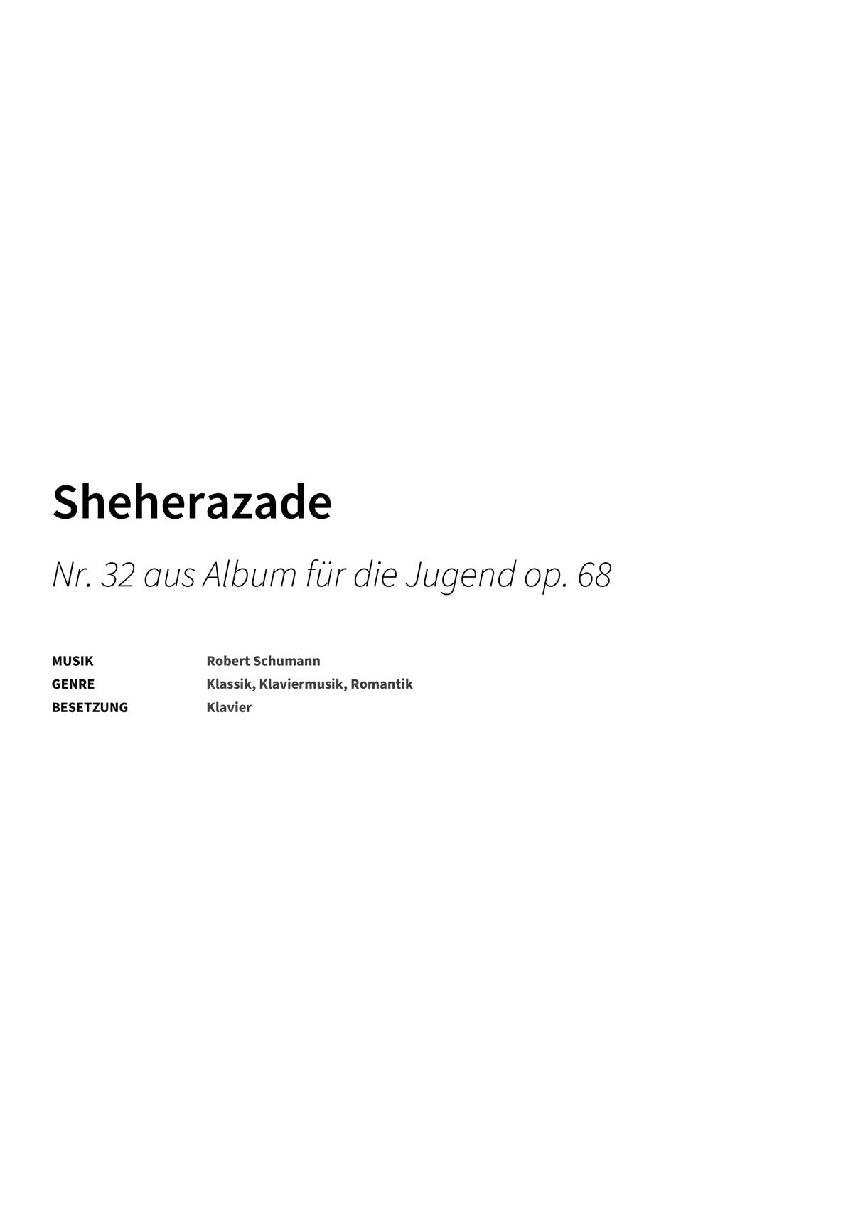 Sheherazade - Title Page