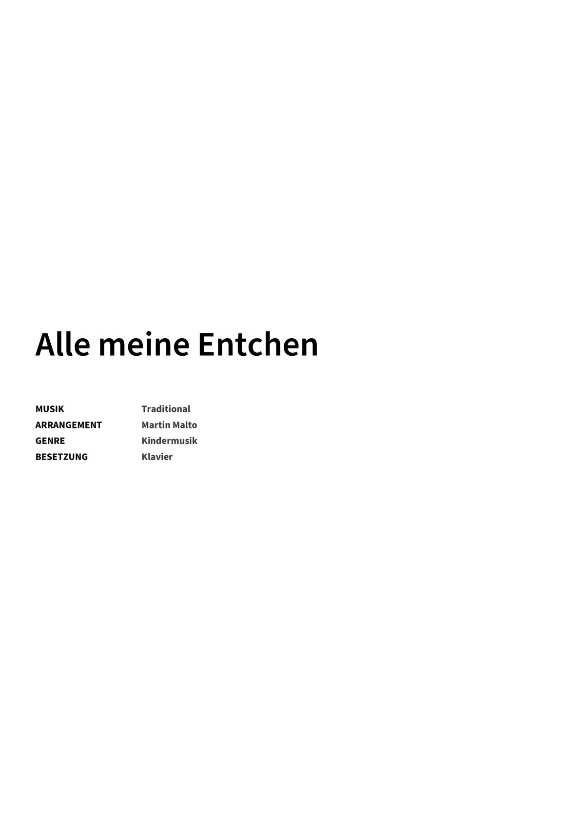 Alle meine Entchen - Title Page