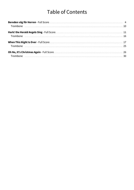 Nils Landgren’s Christmas Trombone Book - TOC