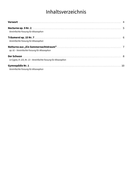 Sanfte Klänge auf dem Altsaxophon - TOC