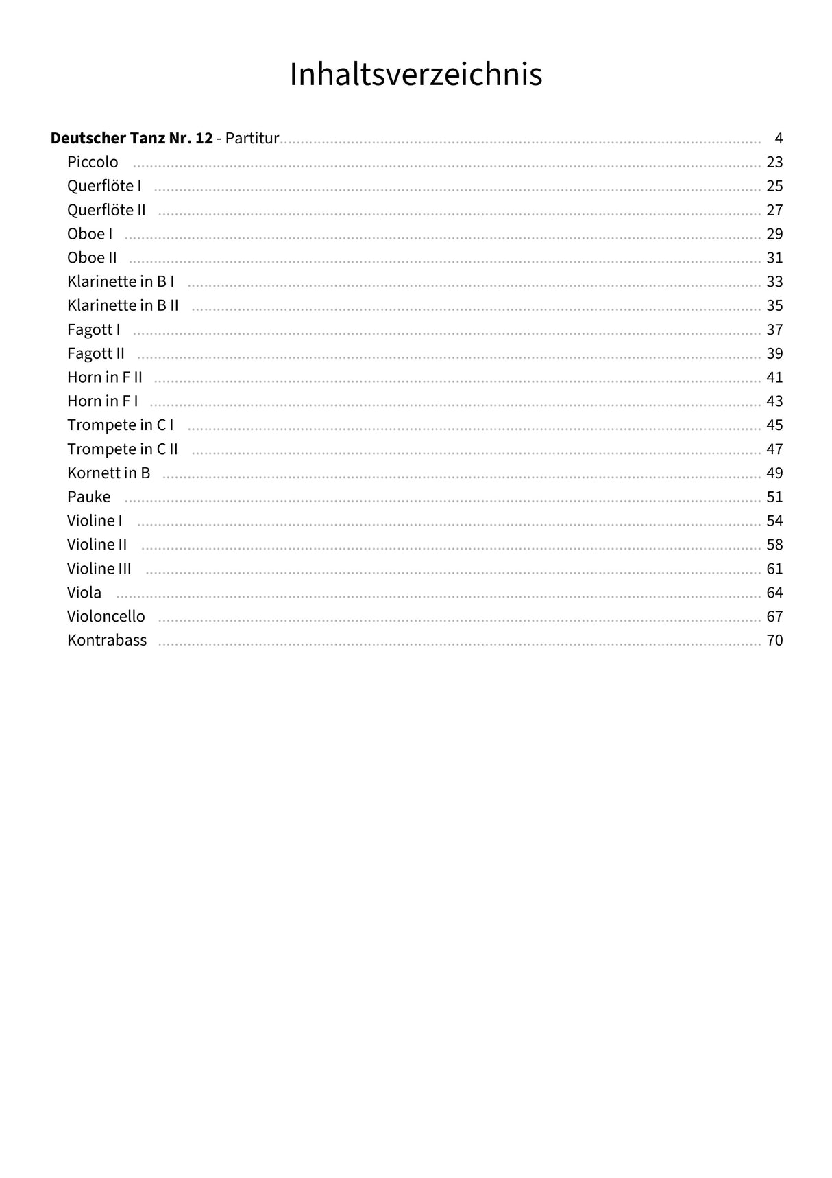 Deutscher Tanz Nr. 12 - TOC
