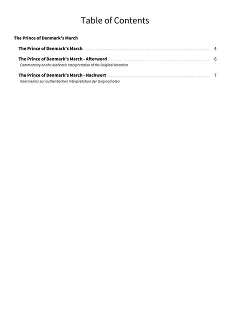 The Prince of Denmark's March - TOC