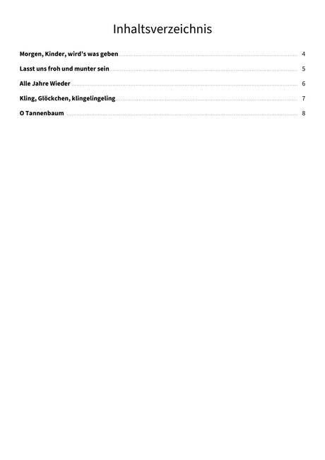 Kinderträume zur Weihnachtszeit - TOC