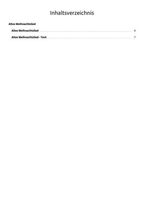 Altes Weihnachtslied - TOC