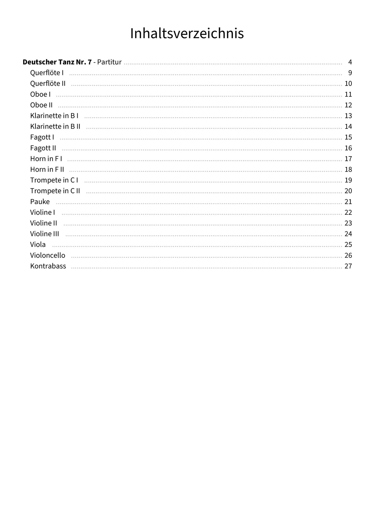 Deutscher Tanz Nr. 7 - TOC