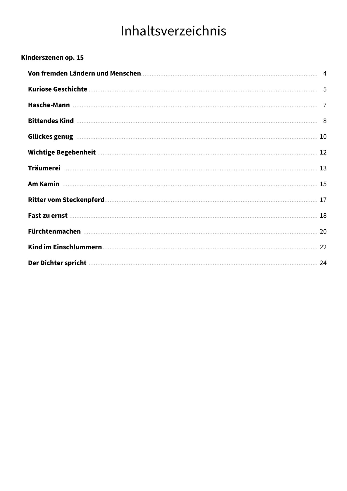 Kinderszenen op. 15 - TOC