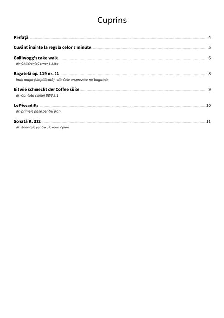 Pauză de cafea la pian - TOC